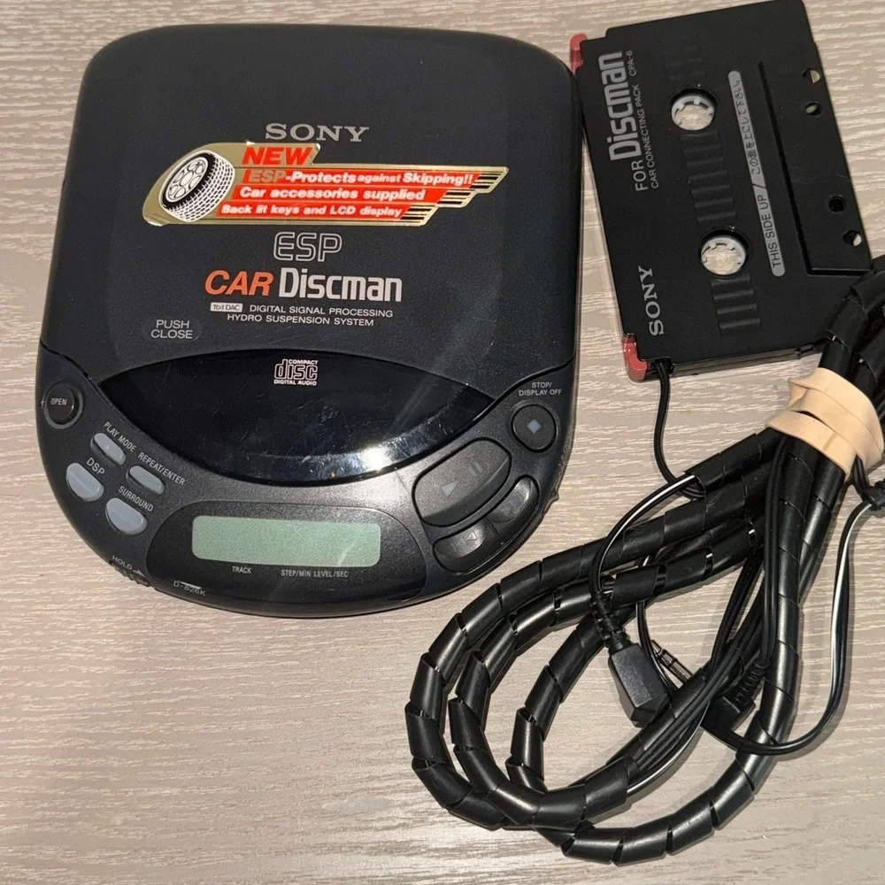 Sony Black ESP Car Discman D-826K Portable Compact CD Player With Accessories